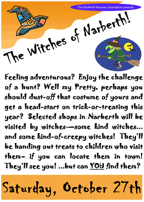 Event Near Narberth • The Witches of Narberth, Saturday, October 27th